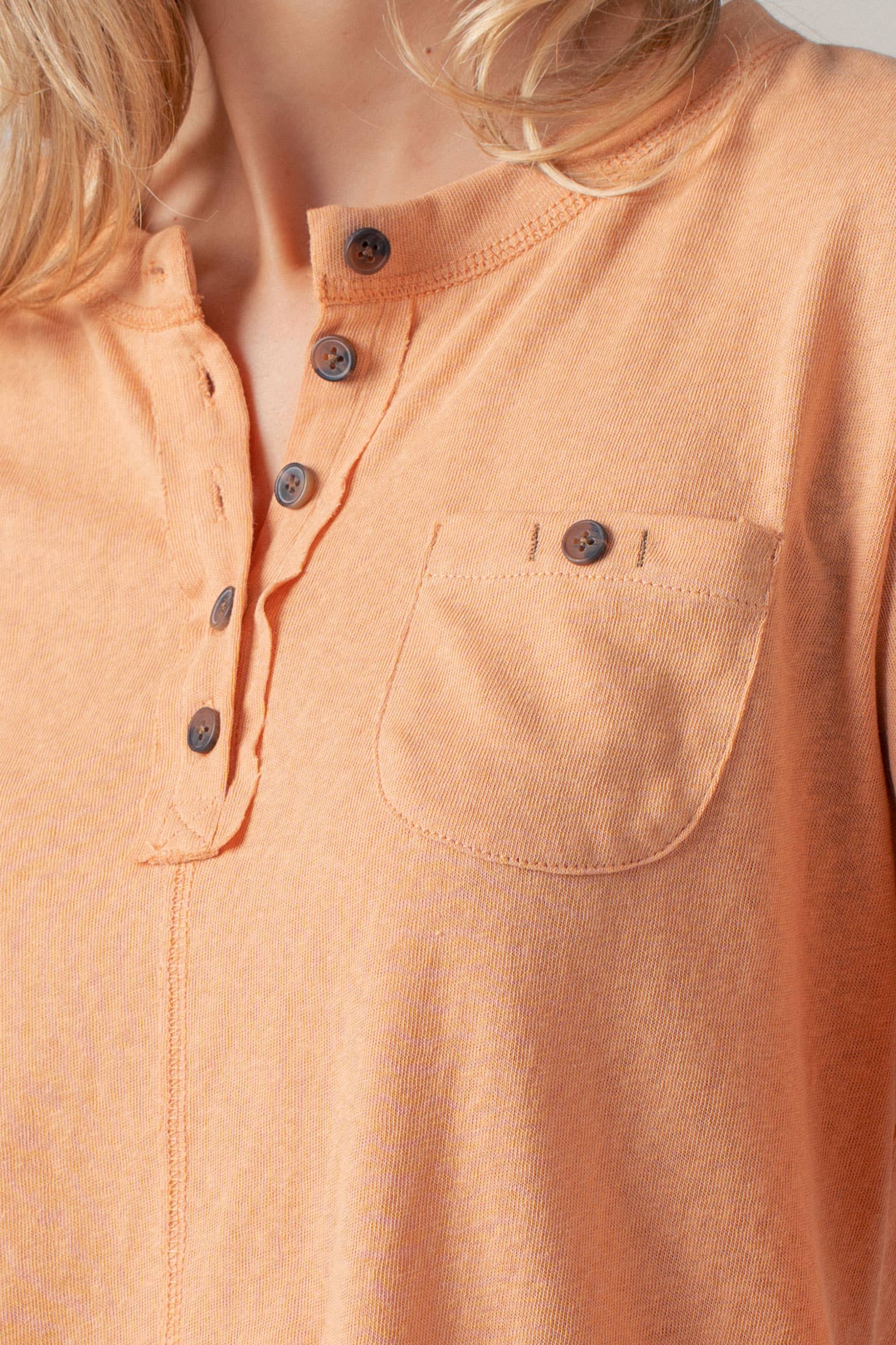 Long Sleeve Button-Front Henley Top