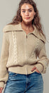 Urban Daizy Textured Cable Knit Sailor Jacket Beige-Buff Jacket - Women's (UDZ-OT-00317) – alternate view 20