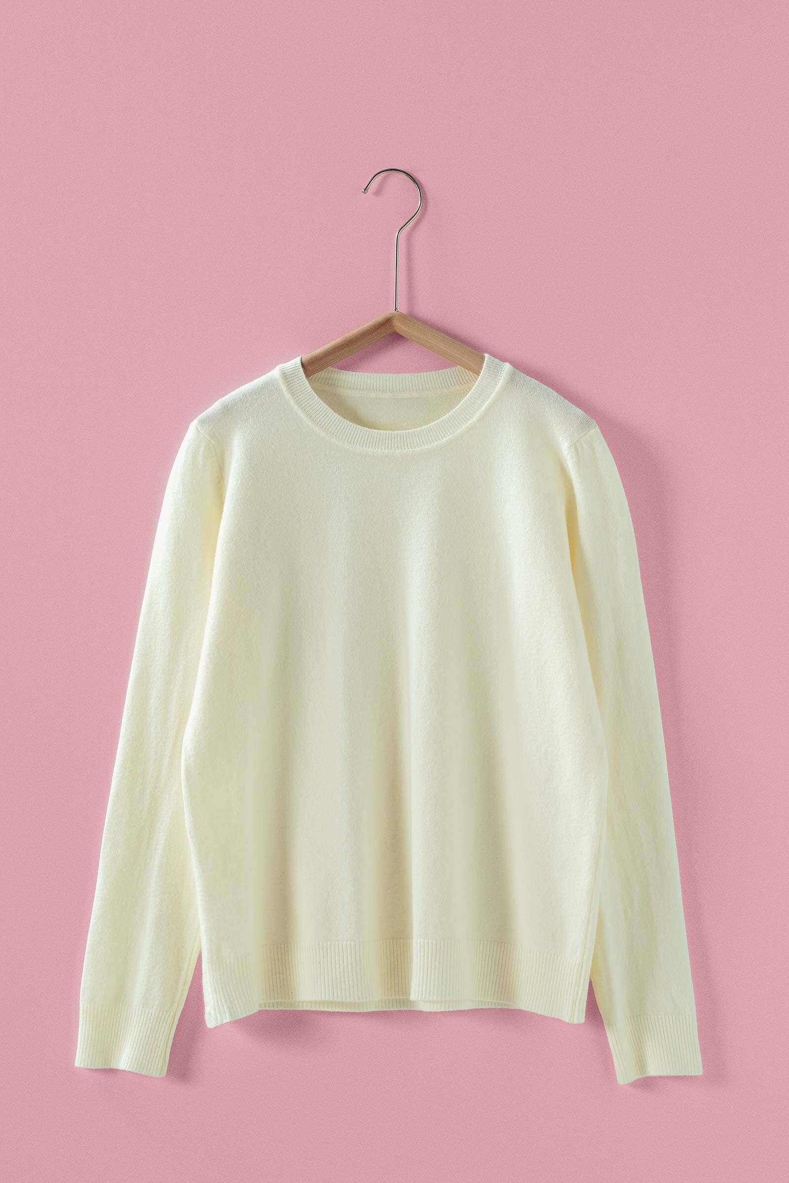 Urban Daizy Soft Viscose Blend Crewneck Knit Pullover Ivory Knit Top - Women's (UDZ-OT-00168)