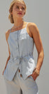 Buttoned Tie-Waist Cami Top in DEW BLUE - Women's Tops | Urban Daizy