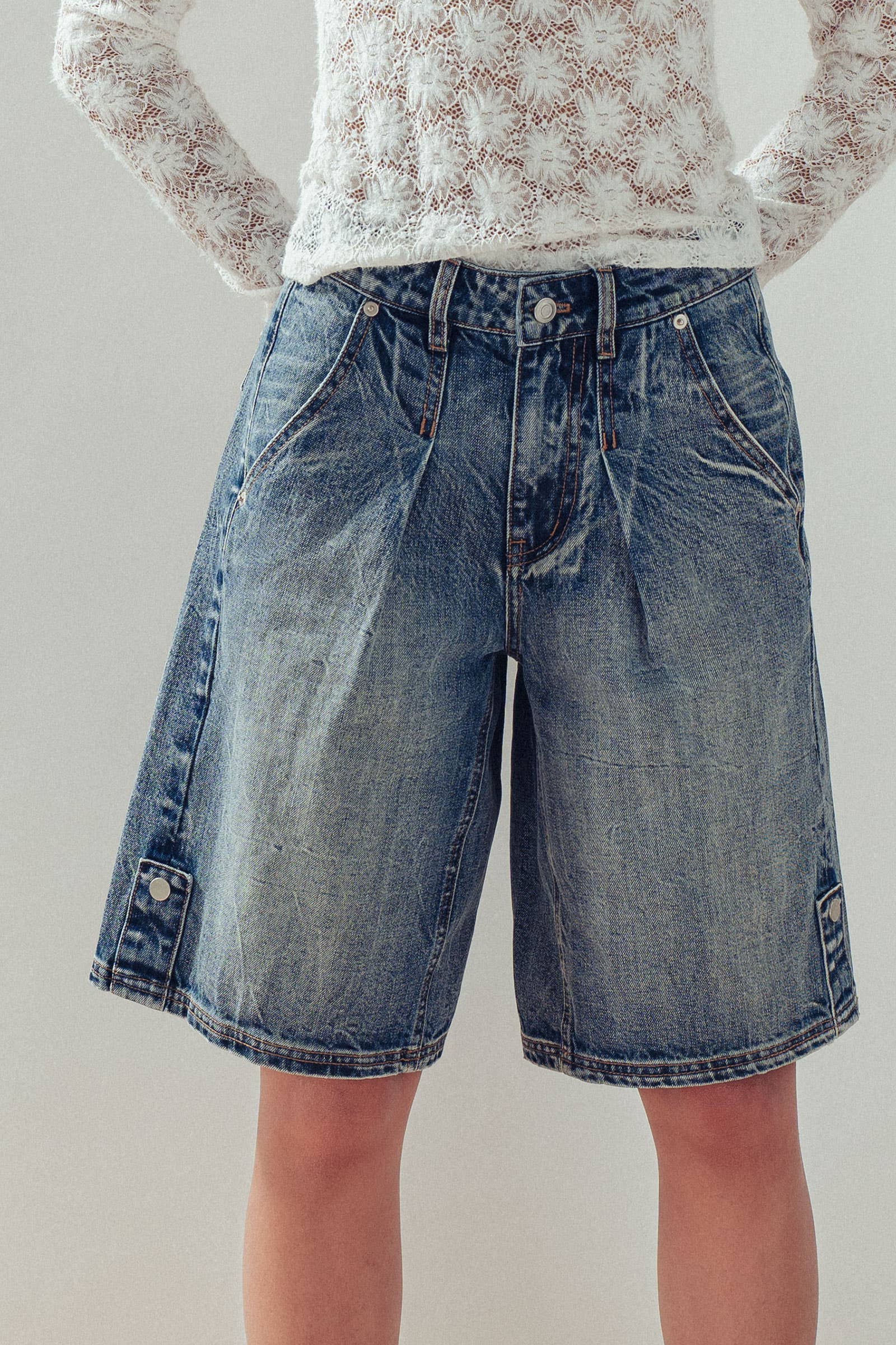 Urban Daizy Wide-Leg Utility Denim Bermuda Shorts Denim Shorts - Women's (UDZ-PT-00464)