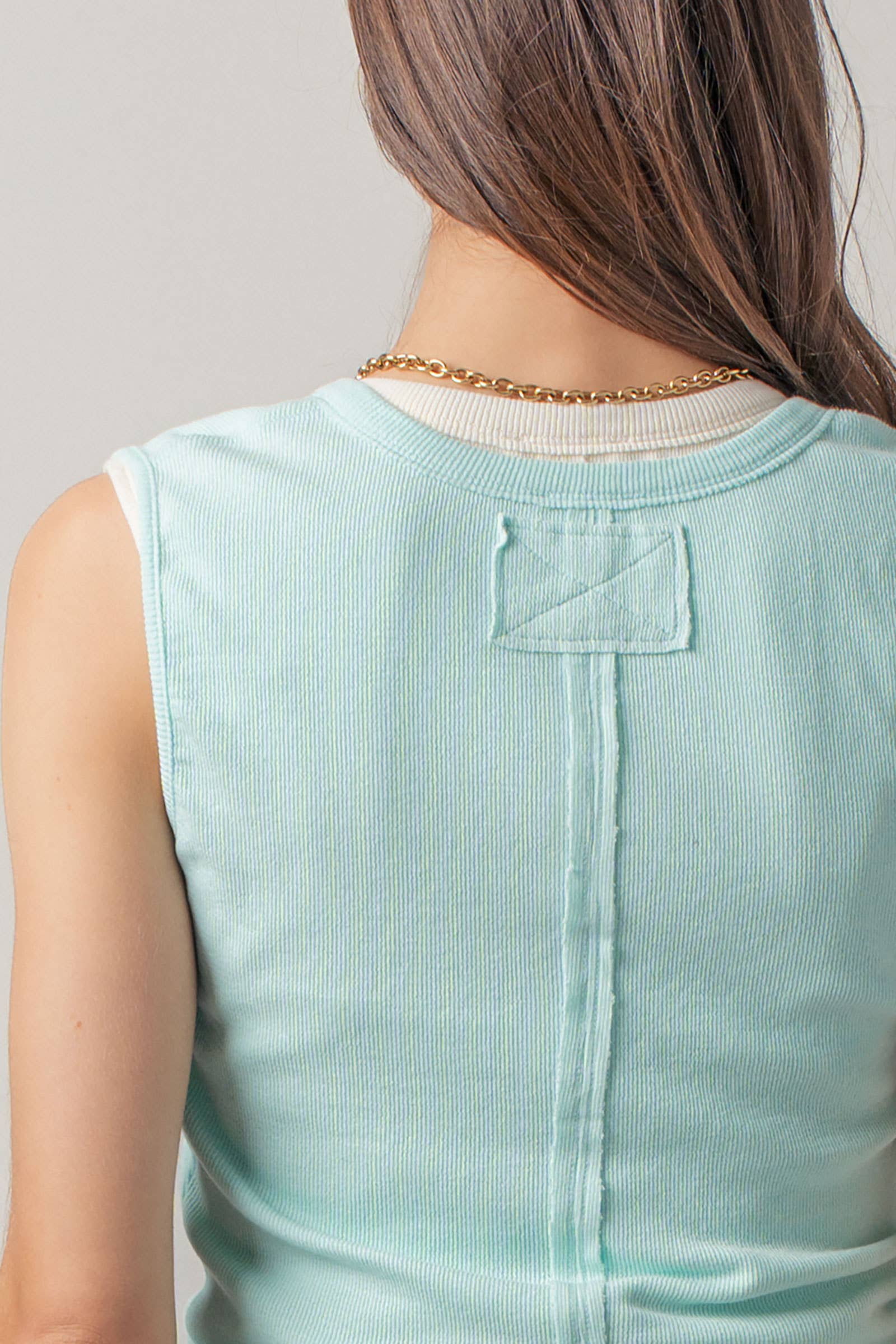 Raw Edge Ribbed Henley Tank