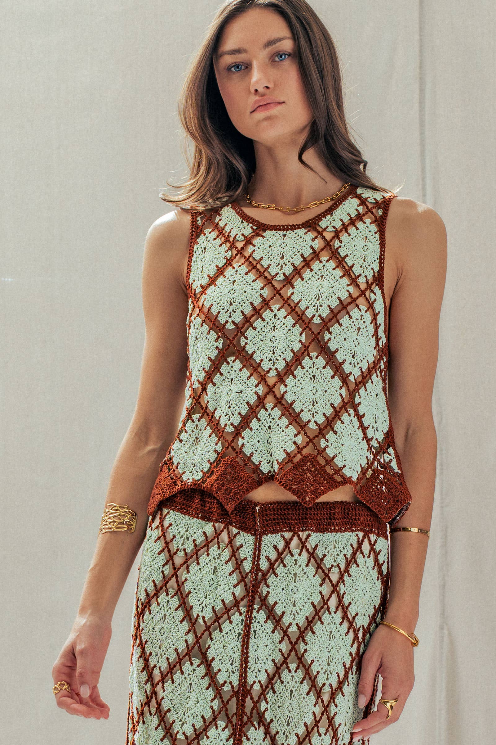 Diamond Crochet Pattern Sleeveless Tank