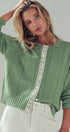 Urban Daizy Pointelle Knit Cardigan Lace Trim Button Down Green Cardigan - Women's (UDZ-KN-01051) – alternate view 11