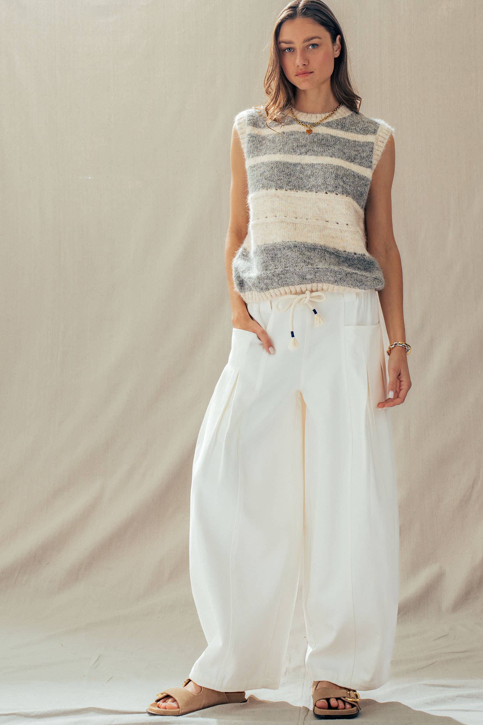 Striped Boho Knit Sweater Vest