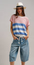Urban Daizy Retro Striped Textured Knit Sweater Tee Mint Knit Sweater - Women's (TNTP4000-Mint) – alternate view 19
