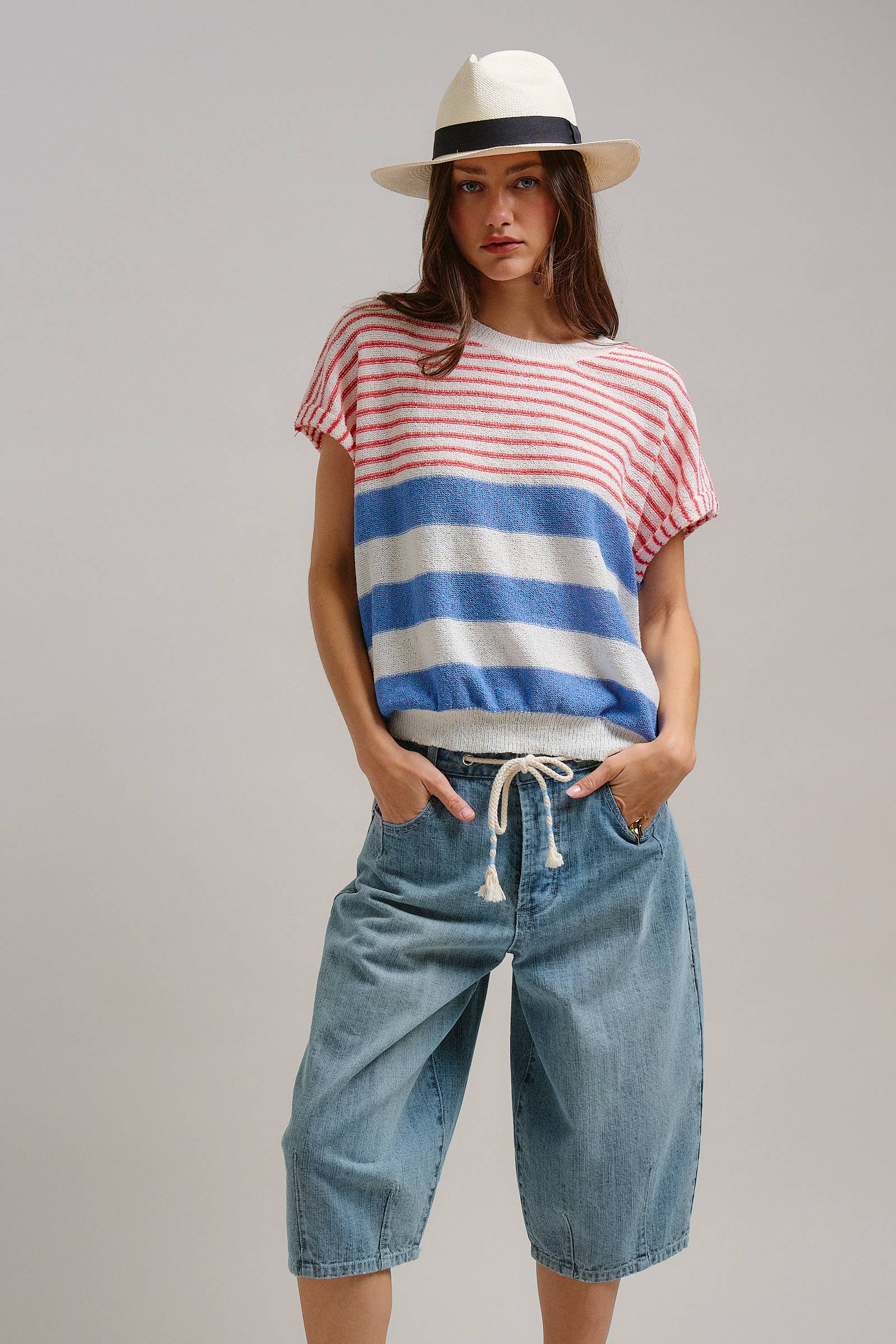 Urban Daizy Retro Striped Textured Knit Sweater Tee Mint Knit Sweater - Women's (TNTP4000-Mint) – alternate view 19