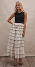 Tiered Ruffle Maxi Dress with Contrast Trim in BLACK - Women's Cocktail Dresses | Urban Daizy