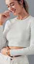Urban Daizy Essential Fitted Long Sleeve Crew Crop Top Ivory Knit Top - Women's (UDZ-TP-00031) – alternate view 2