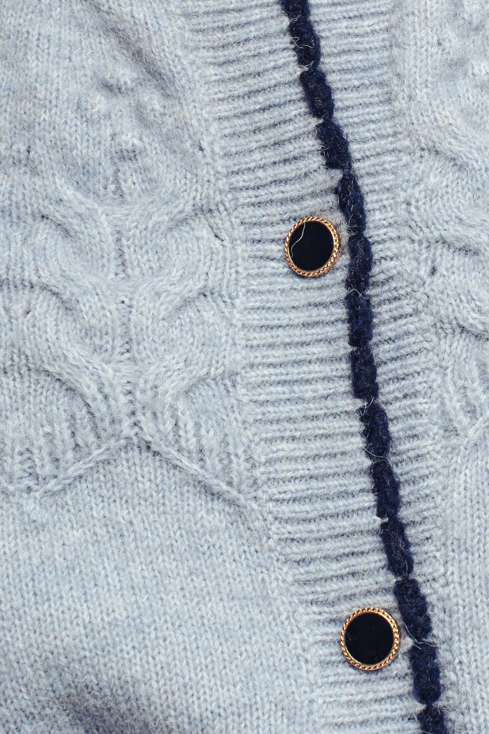 Textured Yoke Contrast Trim Knit Cardigan | wholesale cardigan - women's | Urban Daizy