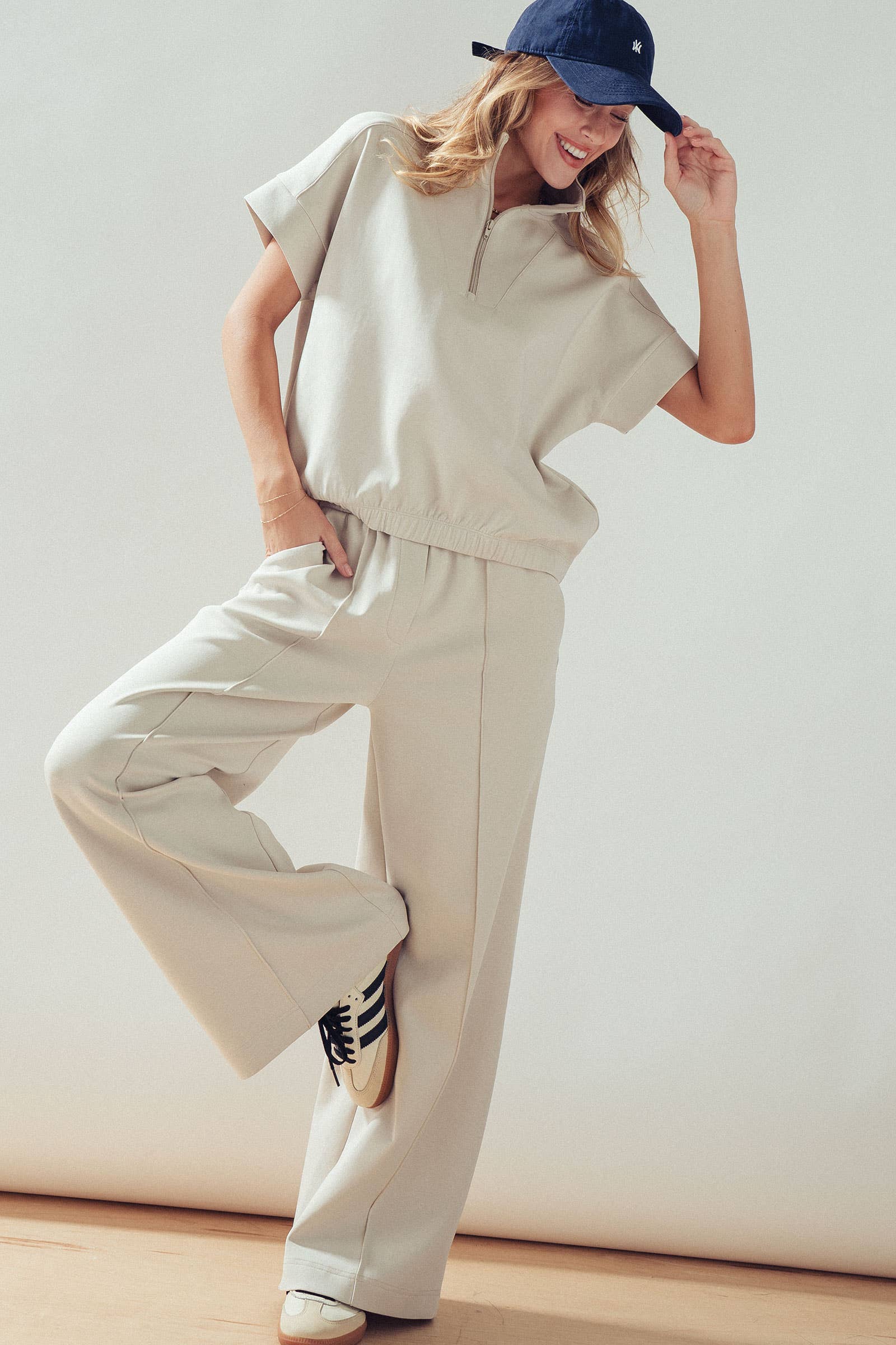 Seamed Front Wide Leg Lounge Pants