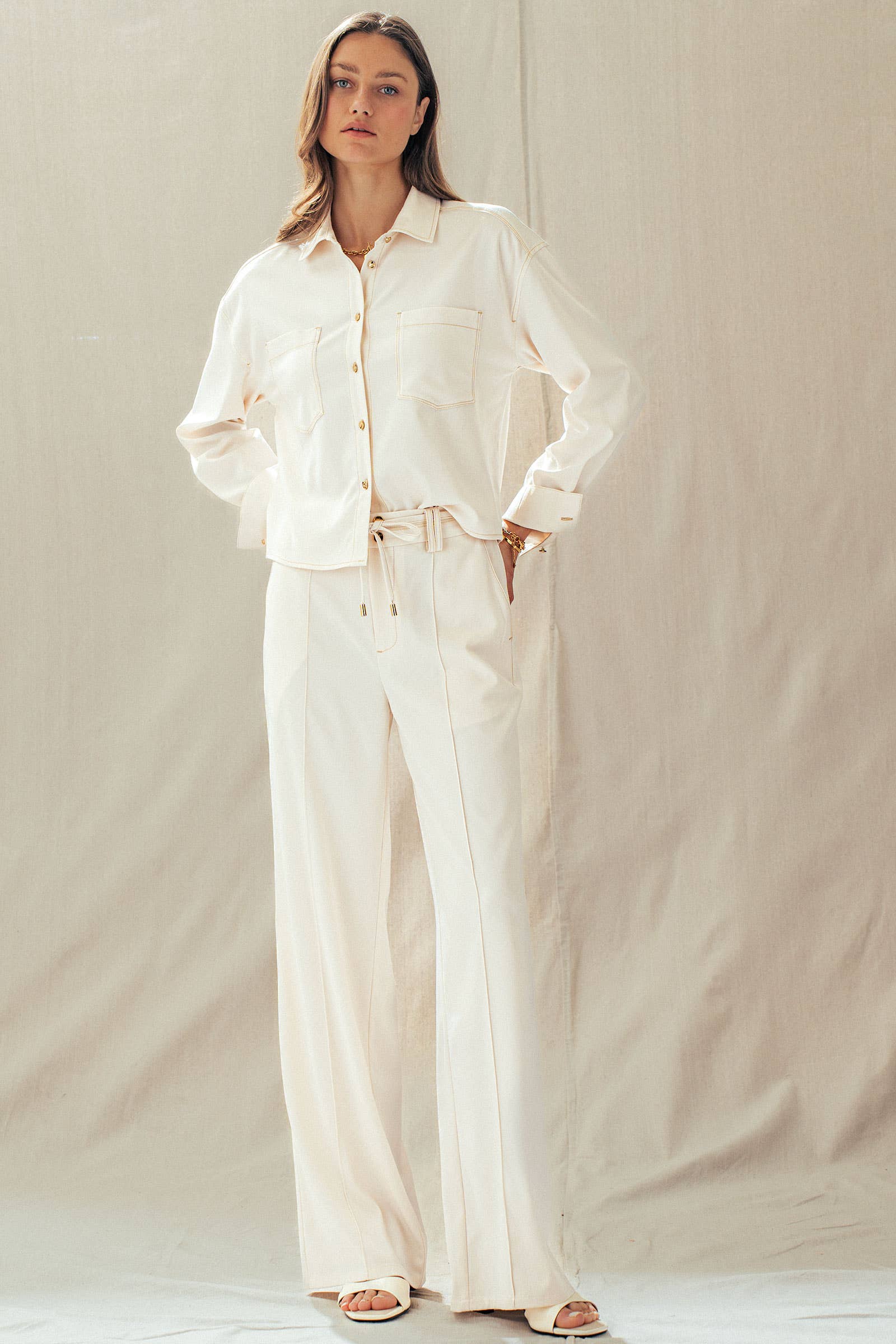Drawstring Wide Leg Pants