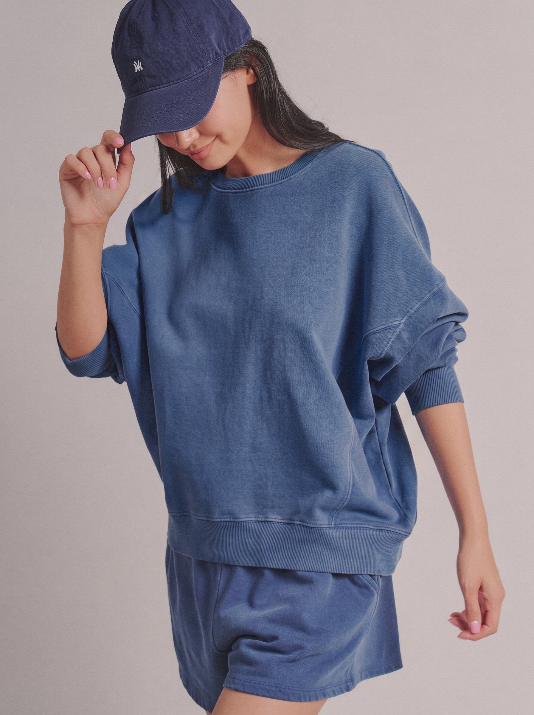 Crew Neck Comfort Washed  Sweatshirt