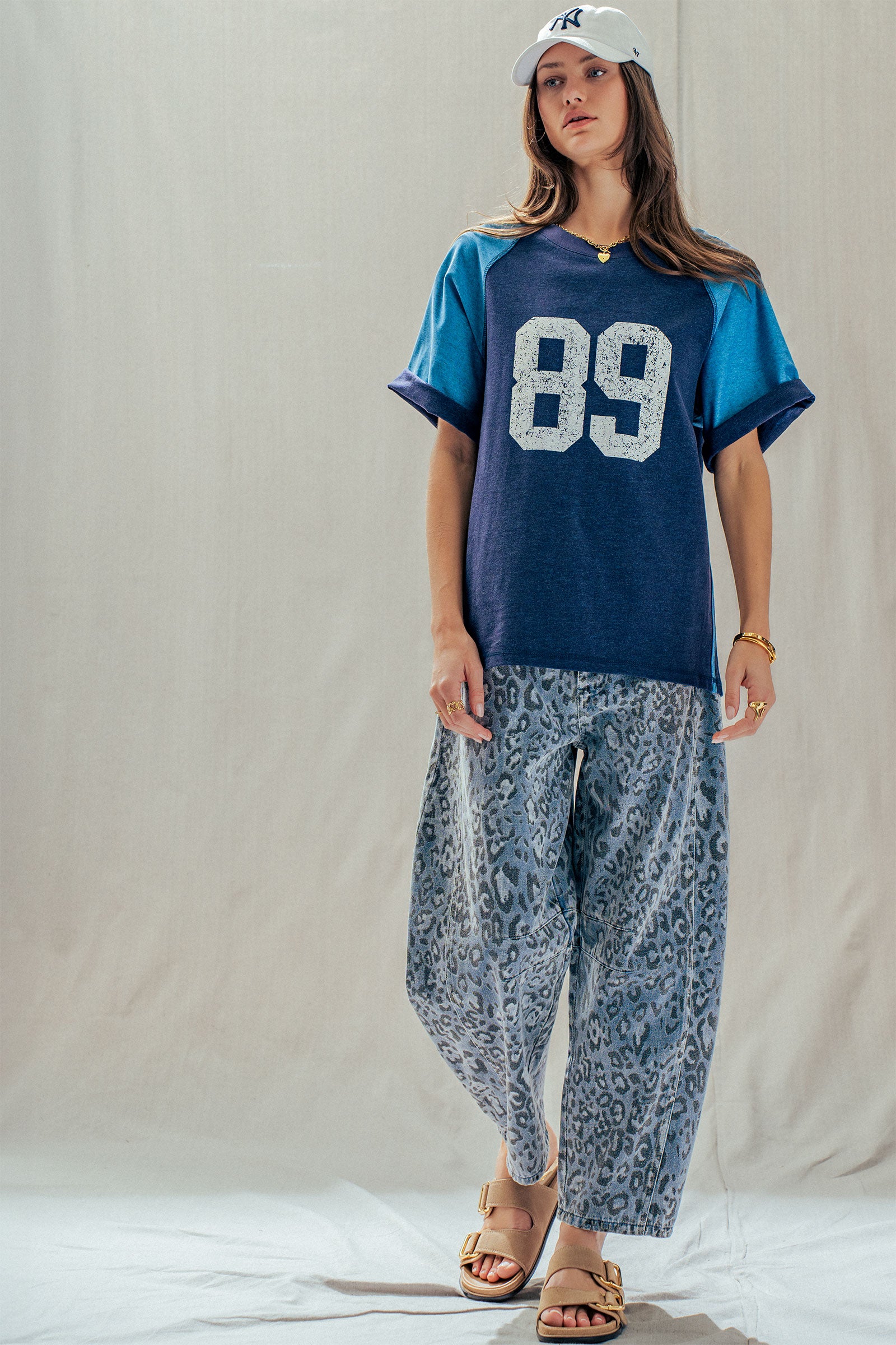 Leopard Print Relaxed Straight Denim Pants