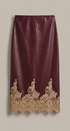 Faux Leather Midi Skirt with Lace Hem | wholesale midi skirts | Urban Daizy