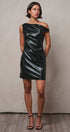 Faux Leather Asymmetric One-Shoulder Mini Dress in BLACK - Women's Dresses | Urban Daizy