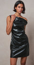 Faux Leather Asymmetric One-Shoulder Mini Dress in BLACK - Women's Dresses | Urban Daizy