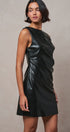 Faux Leather Asymmetric One-Shoulder Mini Dress in BLACK - Women's Dresses | Urban Daizy