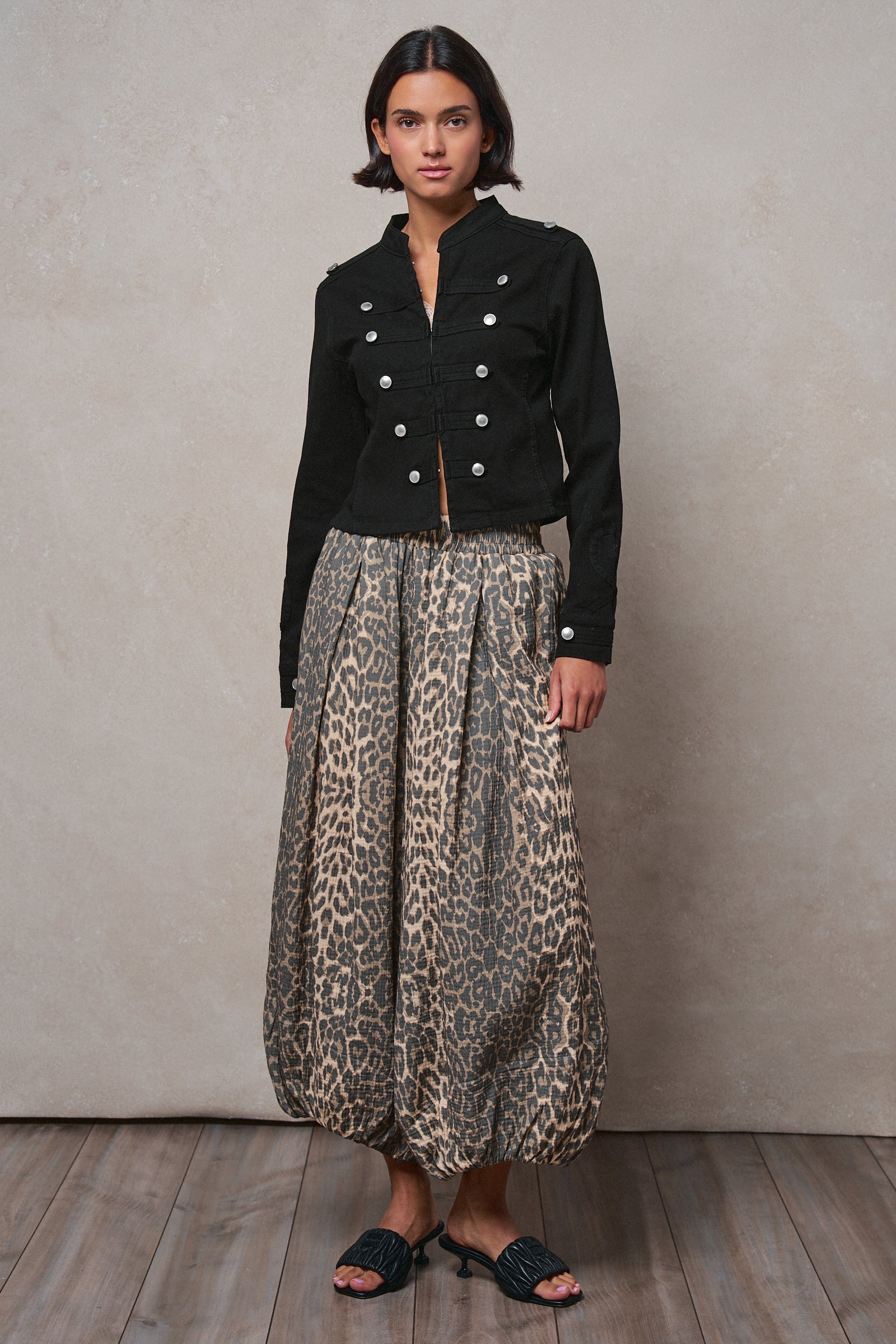 Cotton Stretch Military Button Jacket in BLACK - Women's Fashion | Urban Daizy