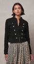 Cotton Stretch Military Button Jacket in BLACK - Women's Fashion | Urban Daizy
