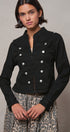 Cotton Stretch Military Button Jacket in BLACK - Women's Fashion | Urban Daizy