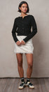 Lace Trim Knit Button-Down Cardigan in BLACK - Women's SWEATERS | Urban Daizy
