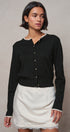 Lace Trim Knit Button-Down Cardigan in BLACK - Women's SWEATERS | Urban Daizy