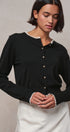 Lace Trim Knit Button-Down Cardigan in BLACK - Women's SWEATERS | Urban Daizy