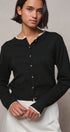 Lace Trim Knit Button-Down Cardigan in BLACK - Women's SWEATERS | Urban Daizy