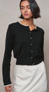 Lace Trim Knit Button-Down Cardigan in BLACK - Women's SWEATERS | Urban Daizy