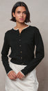 Lace Trim Knit Button-Down Cardigan in BLACK - Women's SWEATERS | Urban Daizy