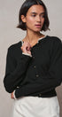 Lace Trim Knit Button-Down Cardigan in BLACK - Women's SWEATERS | Urban Daizy