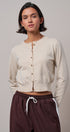 Lace Trim Knit Button-Down Cardigan in OATMEAL - Women's SWEATERS | Urban Daizy
