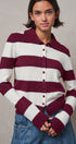 Striped Knit Collared Button Polo Sweater in WINE - Women's Sweaters | Urban Daizy