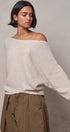 Dolman Sleeve Boat Neck Knit Sweater in OATMEAL - Women's Sweaters | Urban Daizy