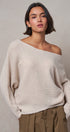 Dolman Sleeve Boat Neck Knit Sweater in OATMEAL - Women's Sweaters | Urban Daizy