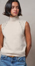 Ribbed Knit Sleeveless Mock Neck Sweater Top in OATMEAL - Women's Sweaters | Urban Daizy