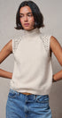 Ribbed Knit Sleeveless Mock Neck Sweater Top in OATMEAL - Women's Sweaters | Urban Daizy
