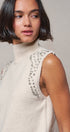 Ribbed Knit Sleeveless Mock Neck Sweater Top in OATMEAL - Women's Sweaters | Urban Daizy