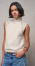 Ribbed Knit Sleeveless Mock Neck Sweater Top in OATMEAL - Women's Sweaters | Urban Daizy
