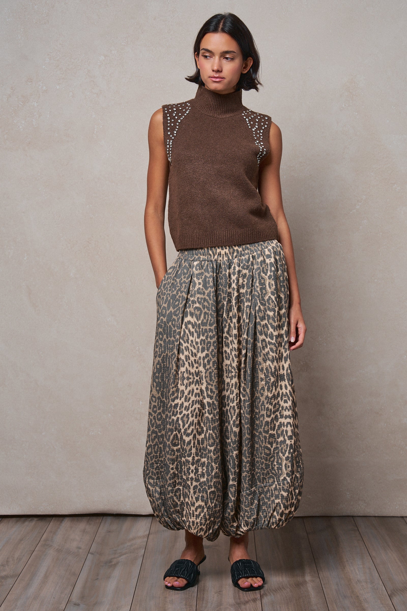 Ribbed Knit Sleeveless Mock Neck Sweater Top in MOCHA - Women's Sweaters | Urban Daizy