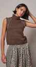 Ribbed Knit Sleeveless Mock Neck Sweater Top in MOCHA - Women's Sweaters | Urban Daizy
