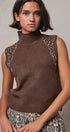 Ribbed Knit Sleeveless Mock Neck Sweater Top in MOCHA - Women's Sweaters | Urban Daizy