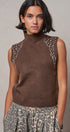 Ribbed Knit Sleeveless Mock Neck Sweater Top in MOCHA - Women's Sweaters | Urban Daizy