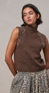 Ribbed Knit Sleeveless Mock Neck Sweater Top in MOCHA - Women's Sweaters | Urban Daizy