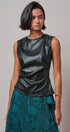 Faux Leather Ruched Sleeveless Top in BLACK - Women's Tops | Urban Daizy