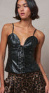 Faux Leather Lace-Up Corset Cami Top in BLACK - Women's Tops | Urban Daizy