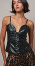 Faux Leather Lace-Up Corset Cami Top in BLACK - Women's Tops | Urban Daizy