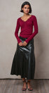 Lace Trim Ribbed Knit Henley Top in WINE - Women's TOPS | Urban Daizy
