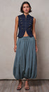 Military Button Zip-Front Denim Vest in INDIGO - Women's Fashion | Urban Daizy